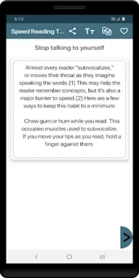 Speed Reading Technique android App screenshot 2